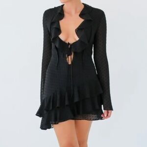 Waterfall Mini Dress | Black Clip Dot | Rumored